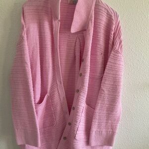 Free People Beach Button Up Pink Cardigan Sweater - M